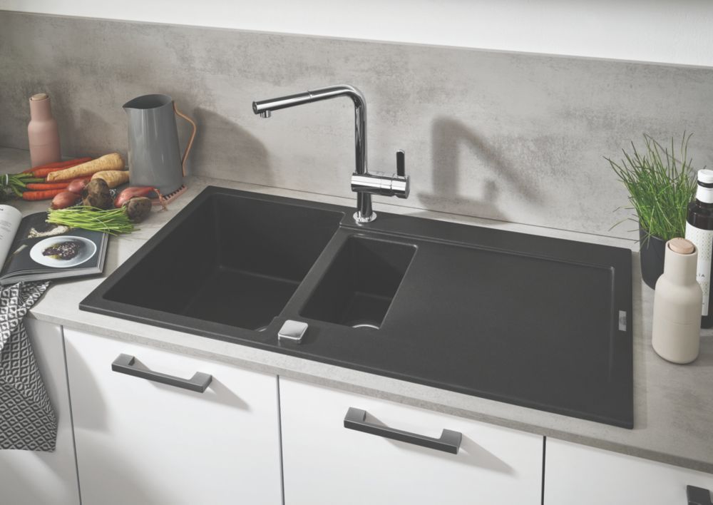 Grohe K500 1.5 Bowl Granite Composite Sink Black Reversible 1000mm x 500mm