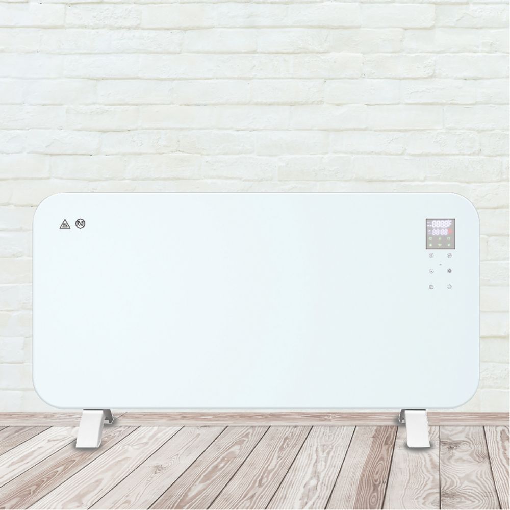 TCP Freestanding or Wall-Mounted Smart Wi-Fi Glass Panel Heater White 1.5kW  - Screwfix