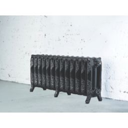 Arroll 470mm x 1074mm 3992BTU Black / Silver Cast Iron 3 Column Radiator