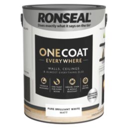 Ronseal 5Ltr Pure Brilliant White Matt Emulsion Multi Surface Paint
