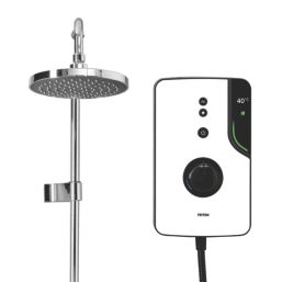 Triton ENlight White / Chrome 9.5kW Thermostatic Overhead Shower with UNIQ Kit