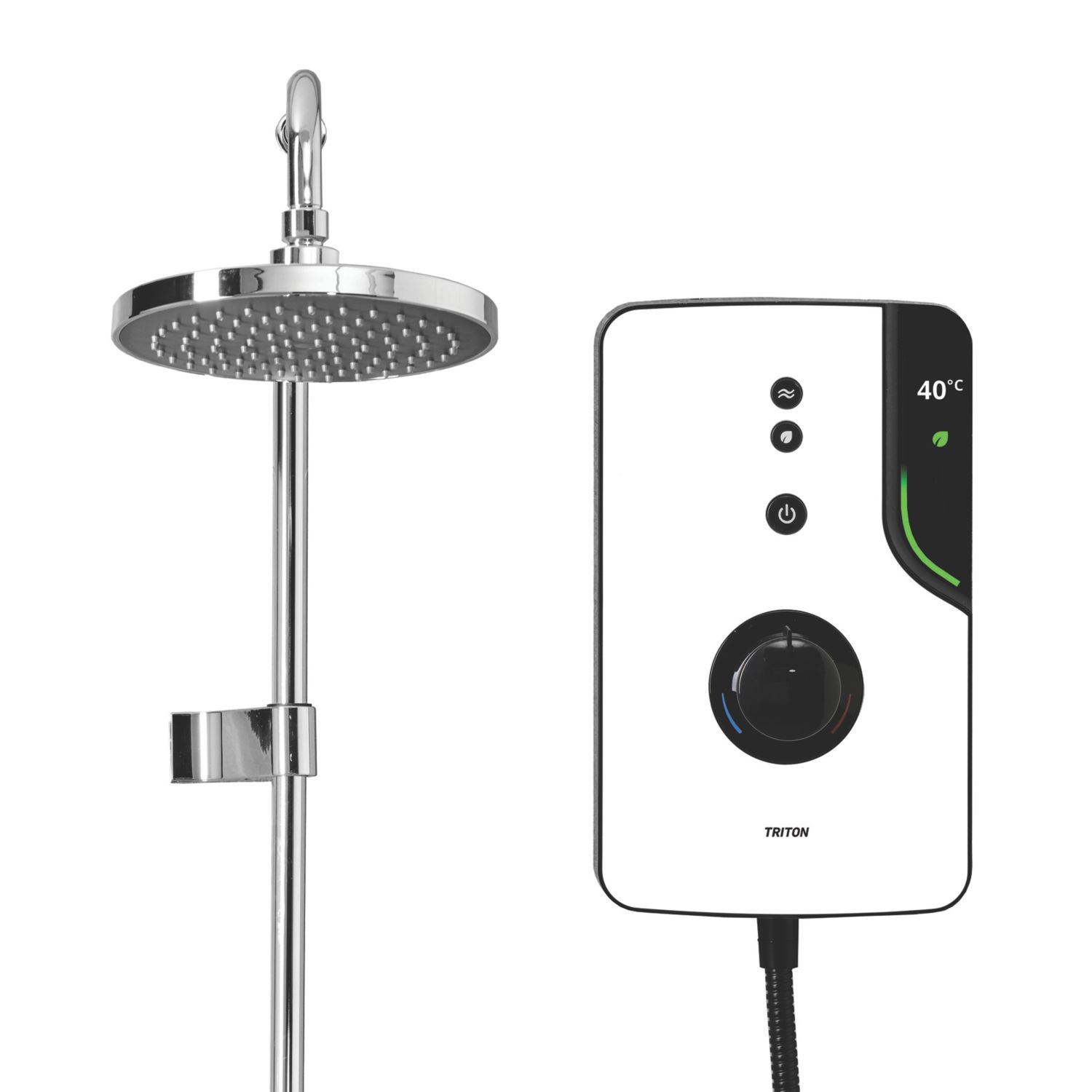 Triton ENlight White / Chrome 9.5kW Thermostatic Overhead Shower with UNIQ Kit (294CU)