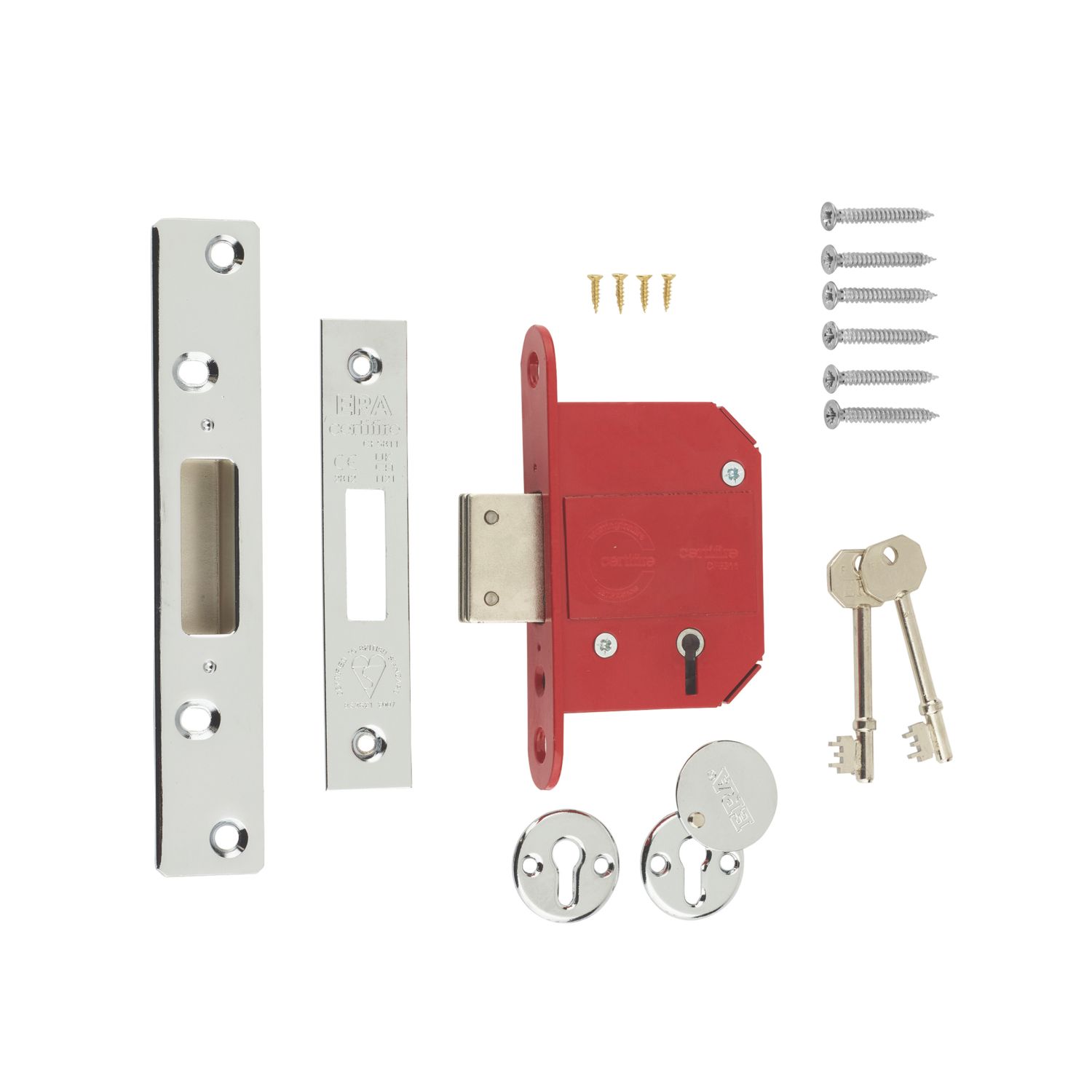 ERA Fire Rated 5 Lever Chrome Mortice Deadlock 64mm Case - 44mm Backset (294KR)