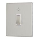 Contactum Lyric 10AX 1-Gang 1-Way Retractive Bell Switch Brushed Steel with White Inserts