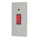 Contactum Lyric 45A 1-Gang DP Control Switch Brushed Steel with Neon with Black Inserts