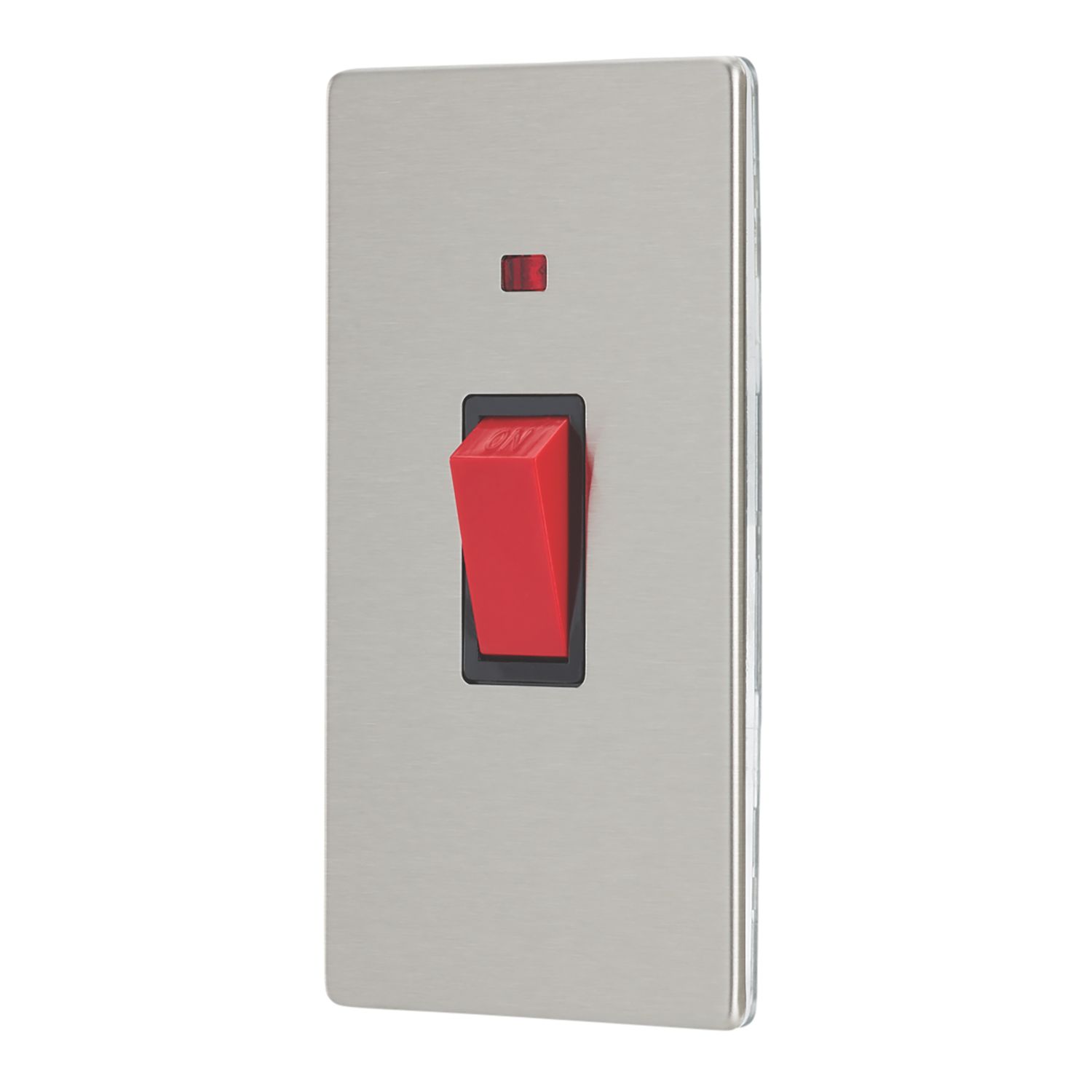 Contactum Lyric 45A 1-Gang DP Control Switch Brushed Steel with Neon with Black Inserts (294RP)