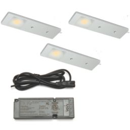VEW Nova Rectangular LED Cabinet Lights Aluminium 3.5W 260lm 3 Pack