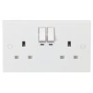 Knightsbridge  13A 2-Gang SP Switched Smart Socket White