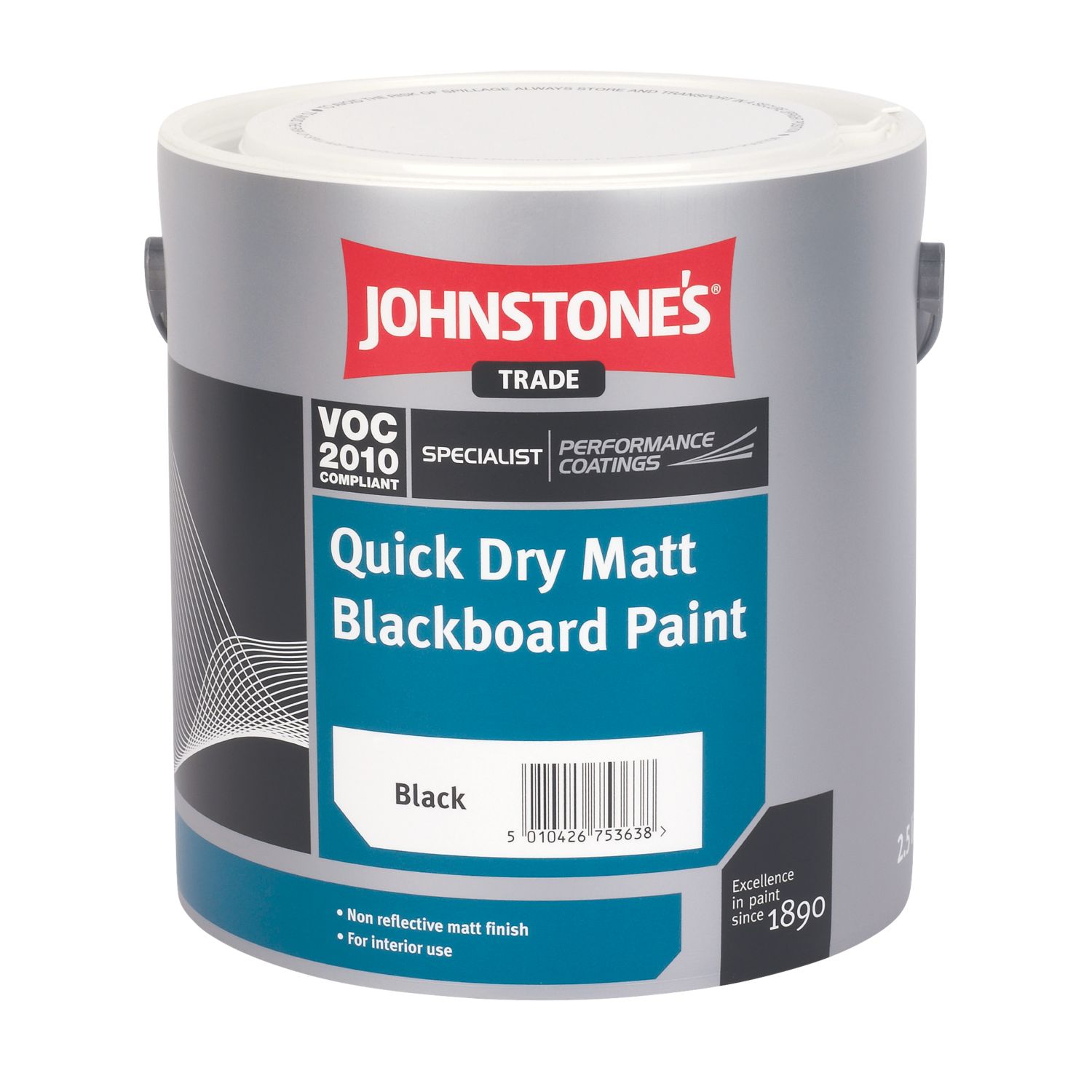 Johnstones 2.5Ltr Black Matt Chalkboard Paint (2954H)