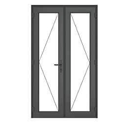 Crystal  Anthracite Grey Double-Glazed uPVC French Door Set 2055mm x 1390mm