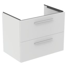 Ideal Standard i.life B Wall Hung Vanity Unit with Chrome Handles & Basin Matt White 800mm x 505mm x 630mm