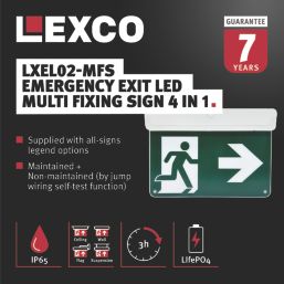 Lexco  Maintained or Non-Maintained Emergency LED Exit Light with Up, Down, Left & Right Arrow 2.2W 20lm