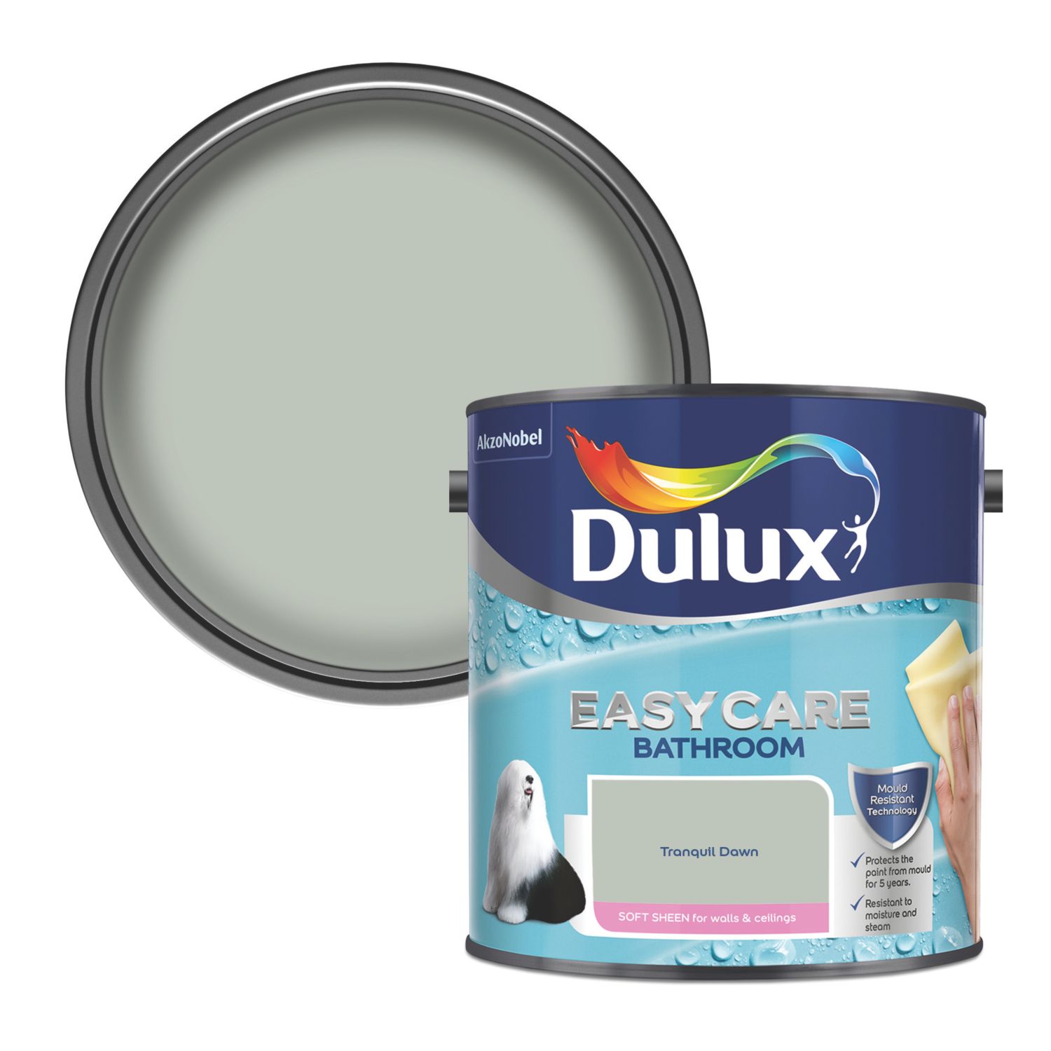 Dulux Easycare 2.5Ltr Tranquil Dawn Soft Sheen Emulsion Bathroom Paint (295RT)