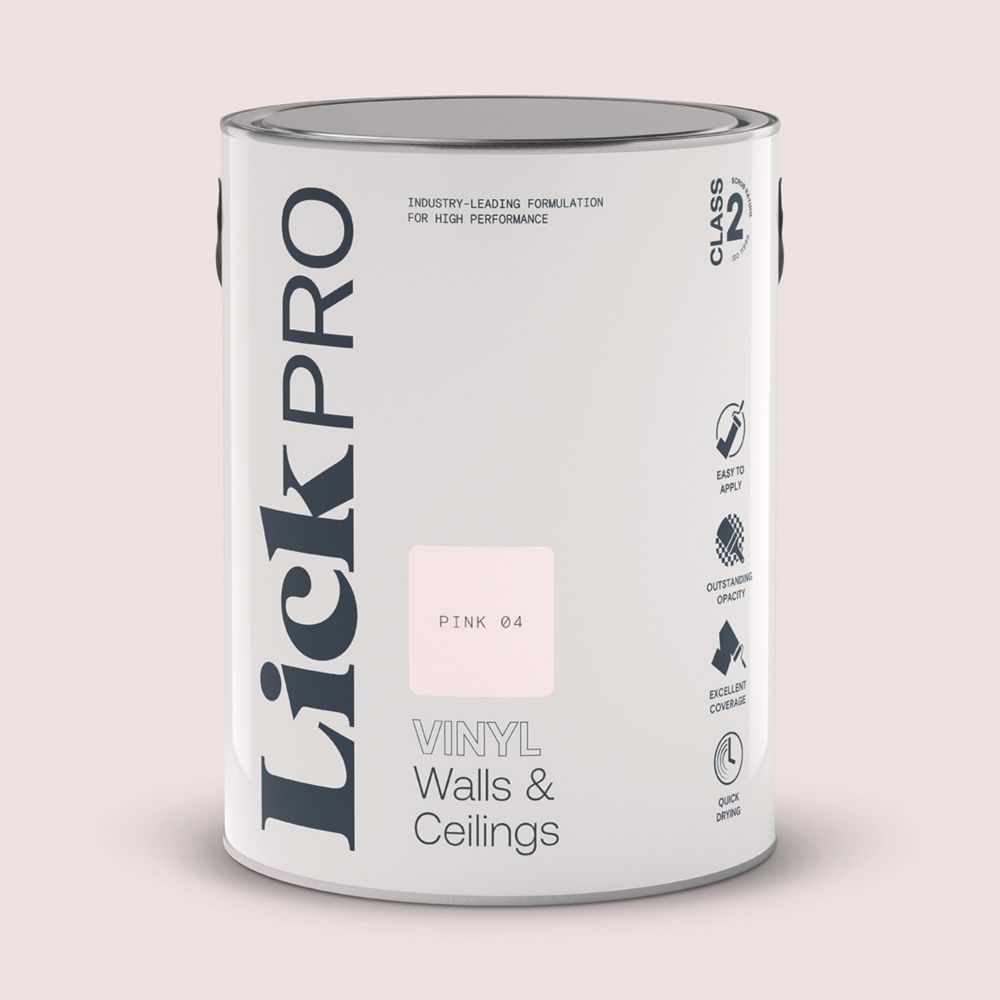 LickPro 5Ltr Pink 04 Vinyl Matt Emulsion Paint - Screwfix