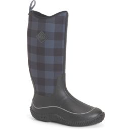 Muck Boots Hale Size 8 Womens Black/ Grey Plaid Non Safety Wellies