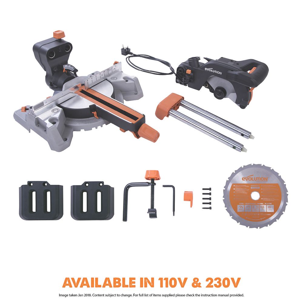 Evolution 210 deals sliding mitre saw