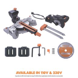 Evolution R210SMS 210mm  Electric Single-Bevel Sliding Multi-Material Mitre Saw 220-240V