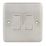 Hager Sollysta WRPS22BSW 10AX 2-Gang 2-Way Light Switch  Brushed Steel with White Inserts
