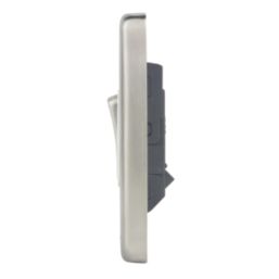 Hager Sollysta WRPS22BSW 10AX 2-Gang 2-Way Light Switch  Brushed Steel with White Inserts