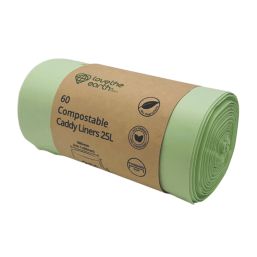 L-PRO Love The Earth Light Green Compostable Caddy Liners 25Ltr 60 Pack