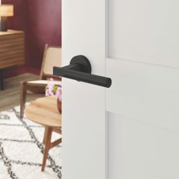 Cooke & Lewis Wembrit Lever on Rose Door Handles Pair Matt Black