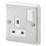 MK Albany Plus 13A 1-Gang DP Switched Plug Socket Brushed Stainless Steel  with White Inserts