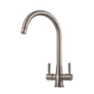 Clearwater Davina Dual-Lever Bridge Mixer Tap Brushed Nickel PVD
