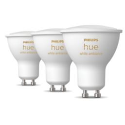 Philips Hue GU10 LED Smart Light Bulb 5W 350lm 3 Pack - Screwfix