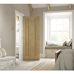 Jeld-Wen Worcester Unfinished Oak Veneer Wooden 3-Panel Internal Door 2040mm x 726mm