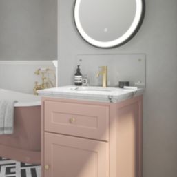 Splashback  Bathroom Splashback Crystal Clear with Brushed Brass Caps 250mm x 600mm x 4mm