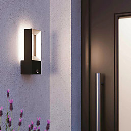 Eglo Riforano Outdoor LED Wall Light With PIR Sensor Black 5W 1100lm
