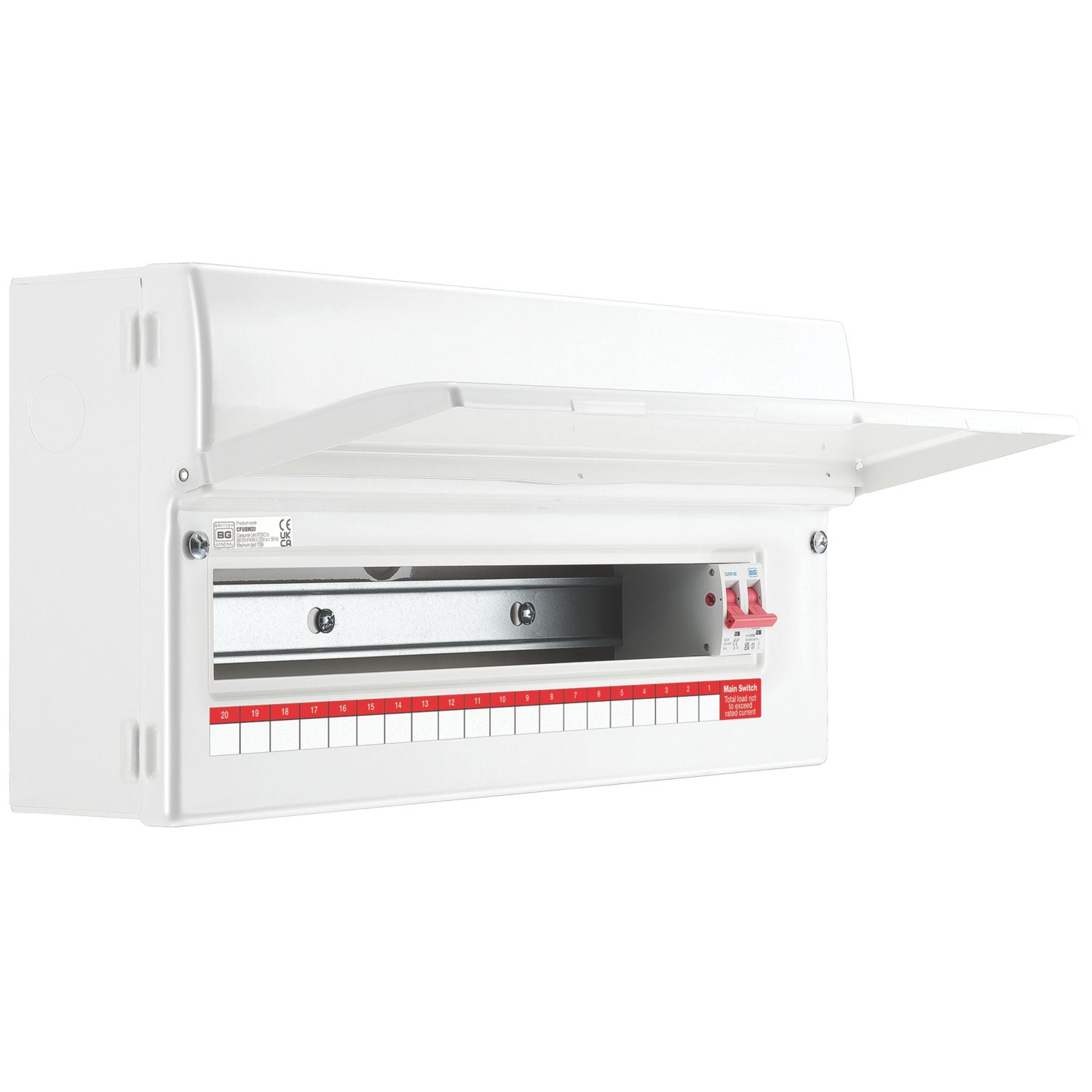 British General Fortress 22-Module 20-Way Part-Populated Main Switch Consumer Unit (296PV)
