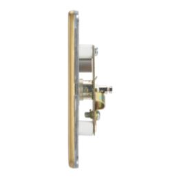 Contactum Lyric 2-Gang Female Coaxial TV Socket Brushed Brass with White Inserts