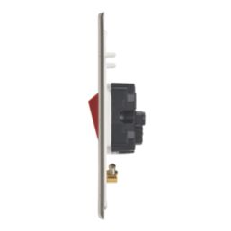 Contactum iConic 45A 1-Gang DP Control Switch Brushed Steel  with White Inserts