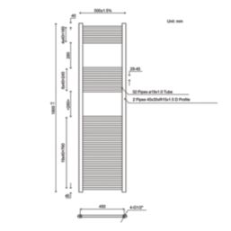 Flomasta 1800mm x 500mm 2498BTU White Flat  Towel Radiator