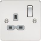 Knightsbridge  13A 1-Gang DP Switched Single Socket Polished Chrome  with Colour-Matched Inserts