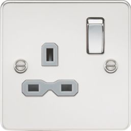 Knightsbridge  13A 1-Gang DP Switched Single Socket Polished Chrome  with Colour-Matched Inserts