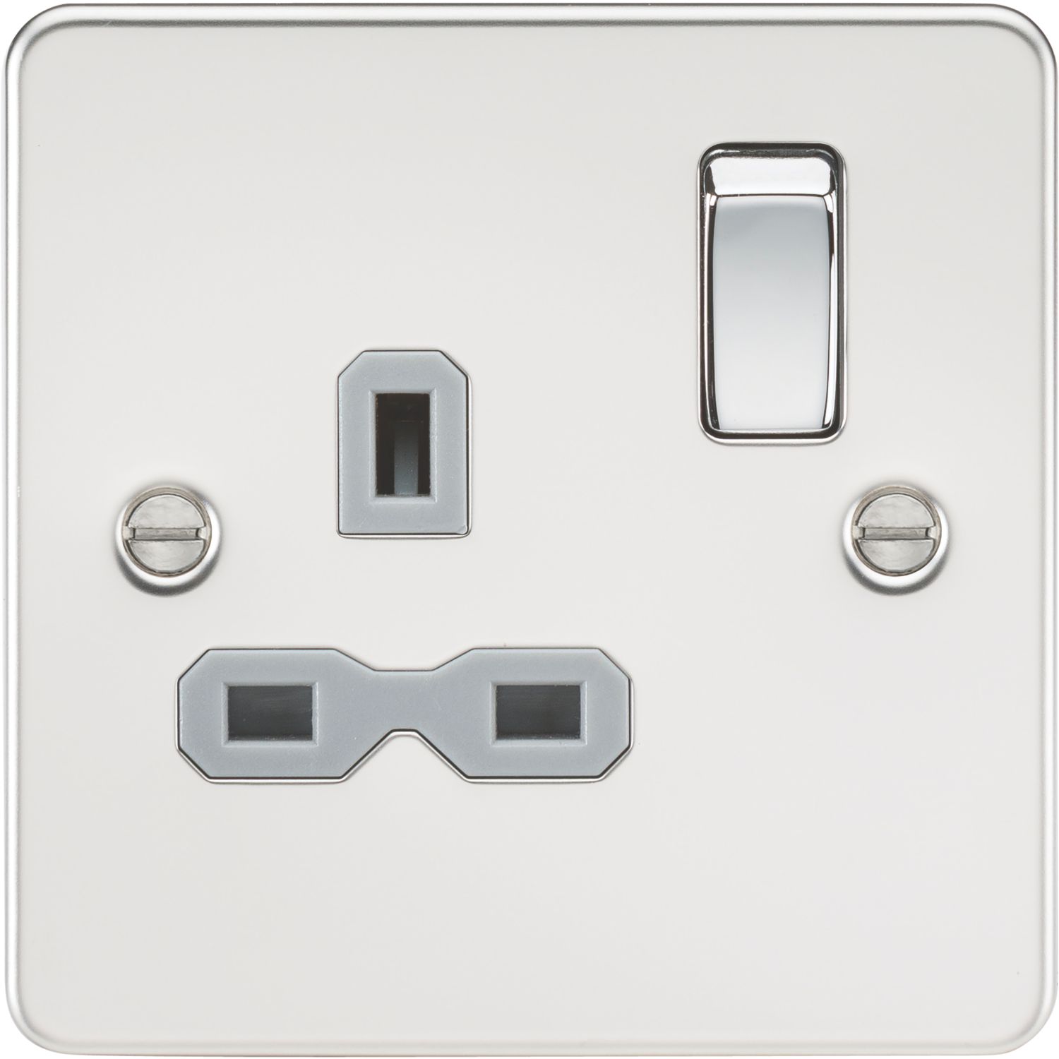 Knightsbridge 13A 1-Gang DP Switched Single Socket Polished Chrome with Colour-Matched Inserts (296TY)