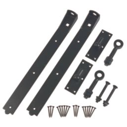 GateMate Black Straight Adjustable Bands & Hooks 165mm x 24" x 600mm 2 Pack