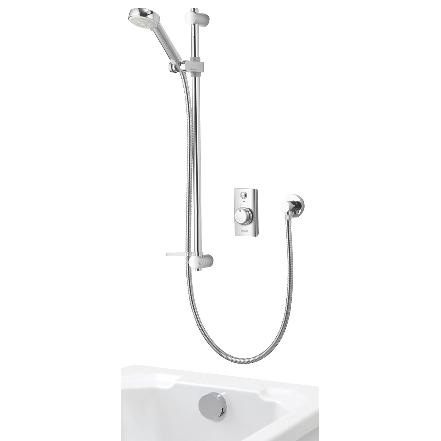 Aqualisa Visage HP/Combi Rear-Fed Chrome Thermostatic Smart Shower with Bath Overflow Filler (297JK)