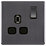 LAP  13A 1-Gang DP Switched Power Socket Slate Grey  with Black Inserts