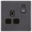 LAP Power Socket 13A 1-Gang DP Switched Power Socket Slate Grey  with Black Inserts