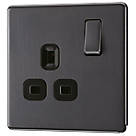 LAP  13A 1-Gang DP Switched Power Socket Slate Grey  with Black Inserts