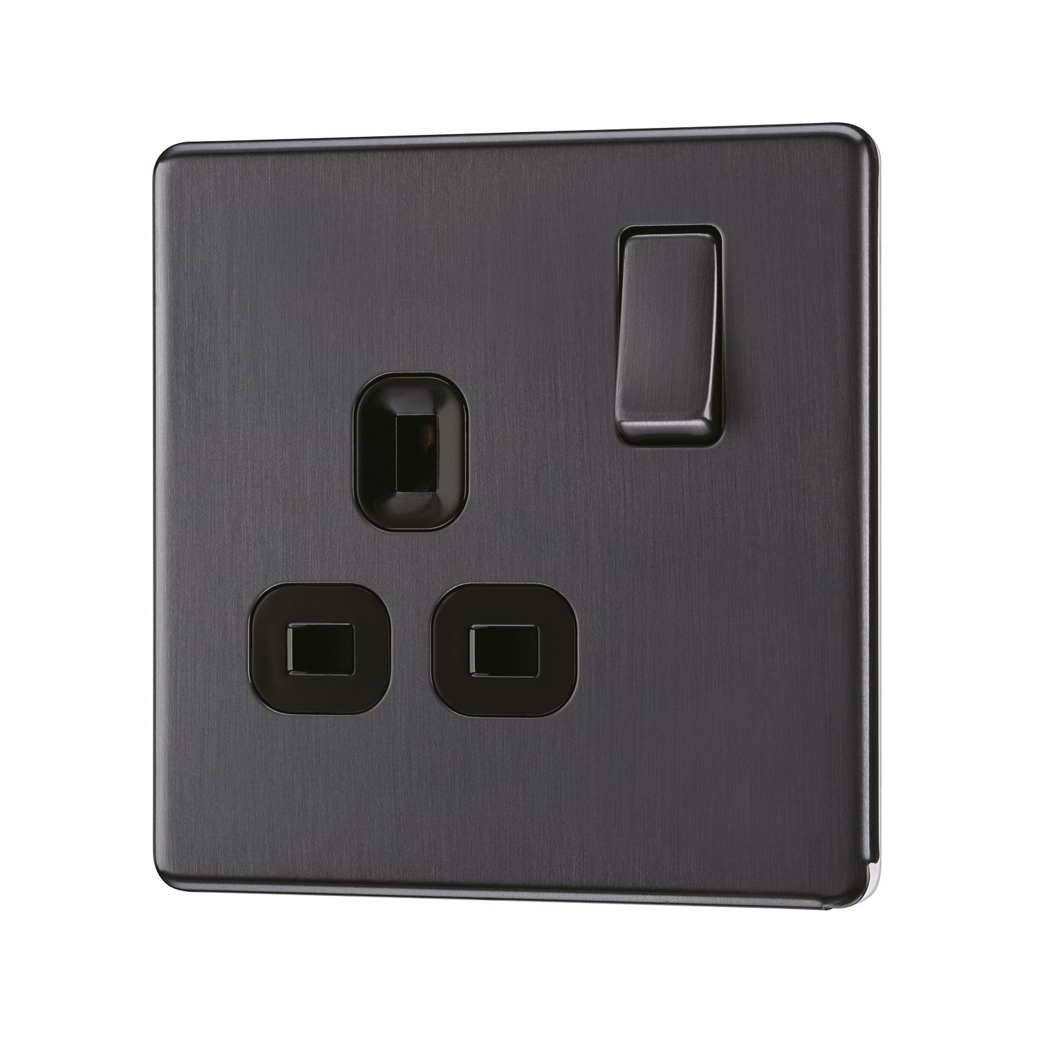 LAP 13A 1-Gang DP Switched Power Socket Slate Grey with Black Inserts (297KJ)