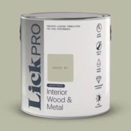 LickPro 2.5Ltr Green 01 Satin Water-Based Trim Paint