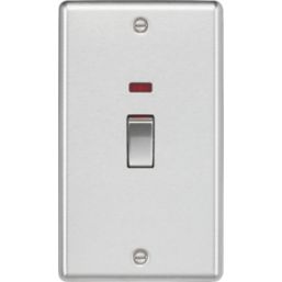 Knightsbridge  45A 2-Gang DP Control Switch Brushed Chrome with LED