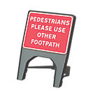 Melba Swintex Q Sign Rectangular "Pedestrian Please Use Other Footpath" Traffic Sign 610mm x 775mm
