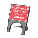 Melba Swintex Q Sign Rectangular "Pedestrian Please Use Other Footpath" Traffic Sign 610mm x 775mm