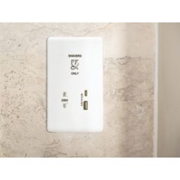 Knightsbridge Curved Edge 2-Gang Single Voltage Shaver Socket 230V AC White