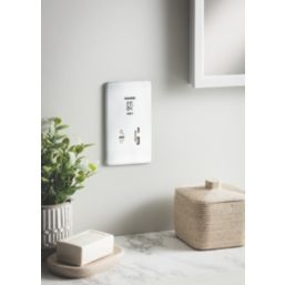 Knightsbridge Curved Edge 2-Gang Single Voltage Shaver Socket 230V AC White